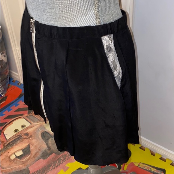 Pencey Black Silk Mini Skirt with Lace detail - Picture 2 of 8
